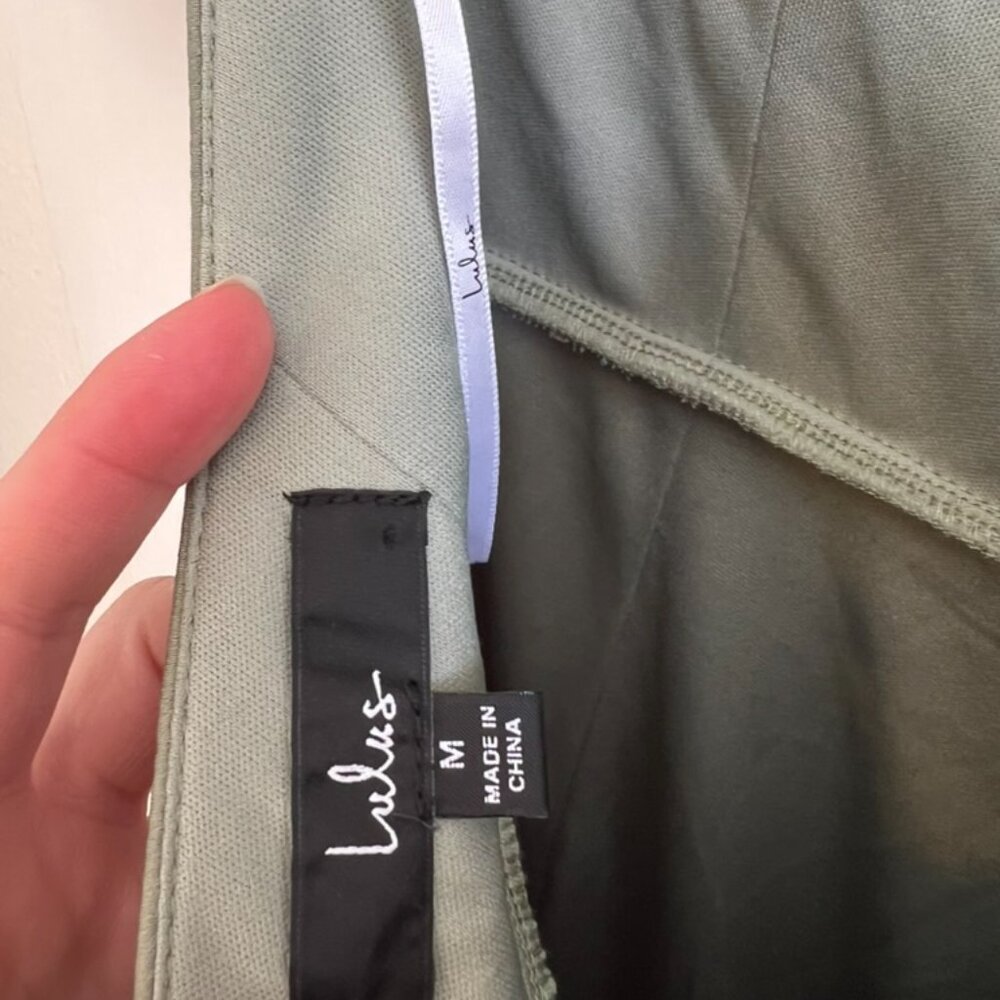 Lulus Elegant Confidence Sage Satin Flutter Sleev… - image 8